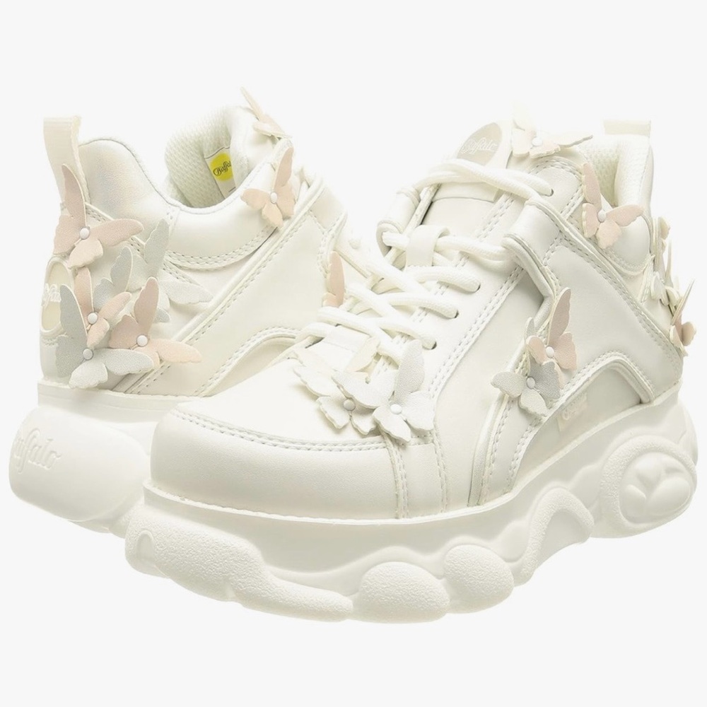 Buffalo London Cloud Butterfly Women’s White Platform Sneakers Size 10.5